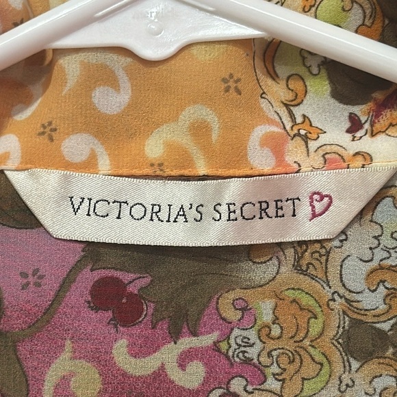 Victoria Secret L Semi Sheer Chiffon Set Floral Ikat Romantic BOHO Size L - Picture 5 of 7